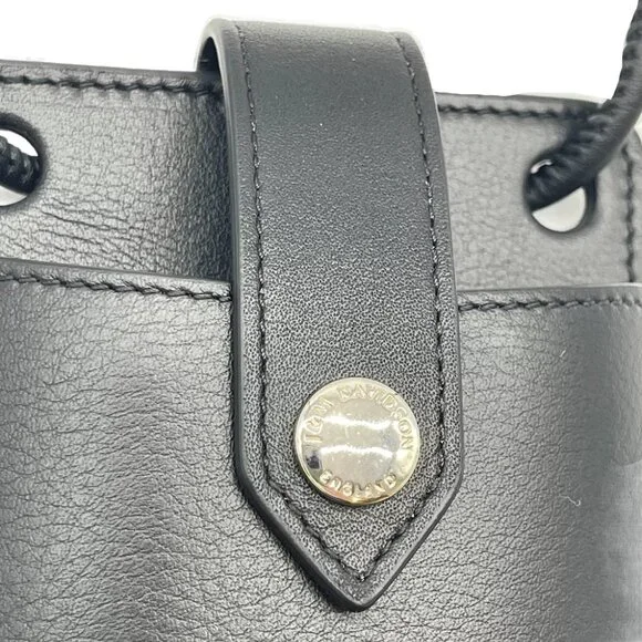 J&M DAVIDSON Losange Phone Holder Cross Body Bag Black Leather